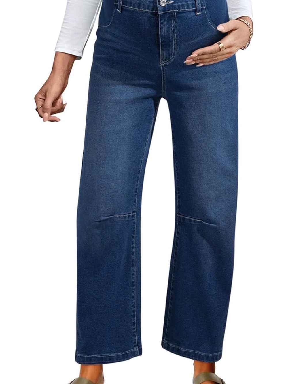 Dark Wash Maternity Barrel Crop Jeans
